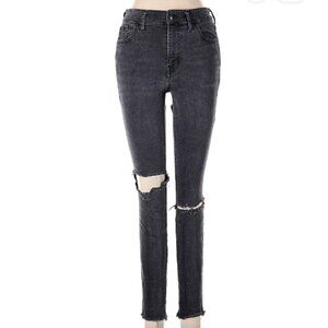 Madewell Women 10" High-Riser Skinny Skinny Denim Distressed detail Black Sz 28